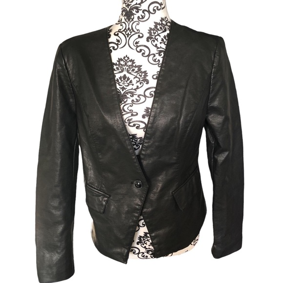 BLACK RIVET Faux-Leather Blazer Jacket - Picture 2 of 15